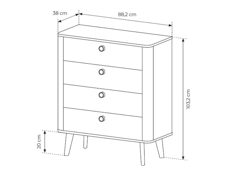 Hochkommode mit zwei Schubladen Bilancio Eiche Barista