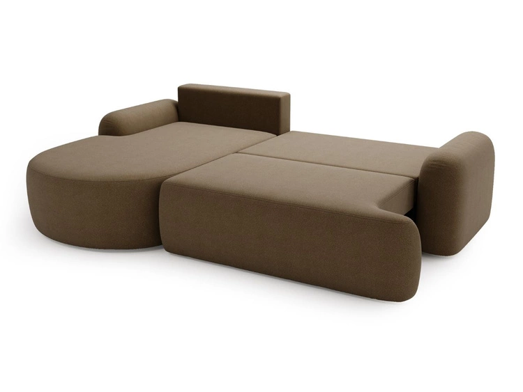 Ecksofa L-Form Links mit Schlaffunktion und Bettkasten Aurio Braun