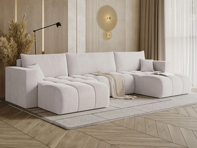 Wohnlandschaft mit Schlaffunktion und Bettkasten Neva Grau