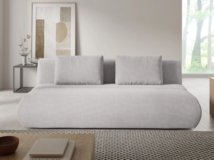 Schlafsofa mit verstellbarer Rückenlehne, Schlaffunktion und Bettkasten Figo Grau