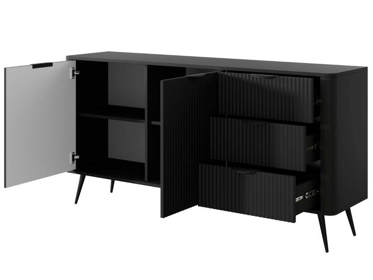 Kommode mit Türen und Schubladen Latina Schwarz