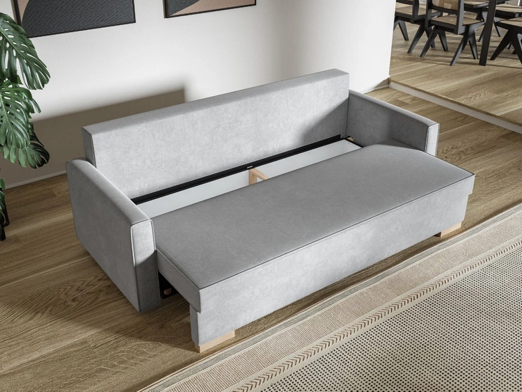 Schlafsofa mit Bettfunktion und Bettkasten Pori Grau