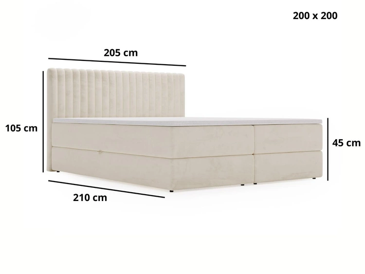 Boxspringbett mit Bettkasten 200x200 Marbella Dunkelgrau