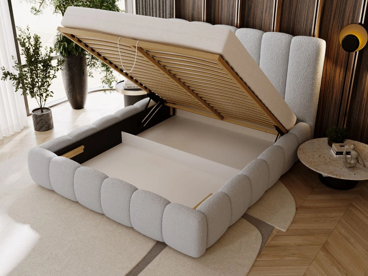 Polsterbett mit Bettkasten und Lattenrost 120x200 Imperial Hellgrau