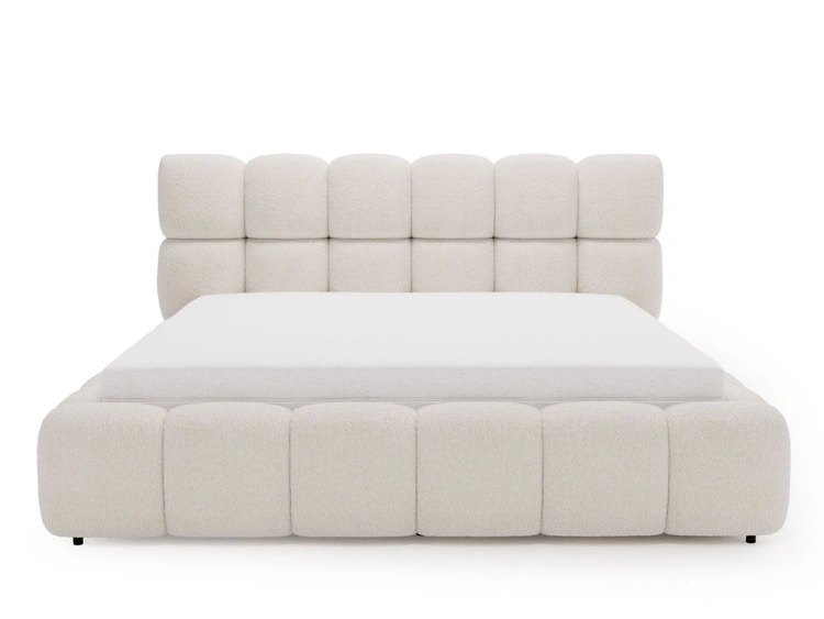 Polsterbett mit Bettkasten und Lattenrost 200x200 Modo aus Bouclé-Stoff Beige