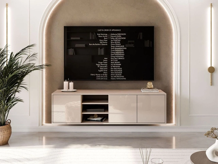 Hängender TV-Schrank mit Türen Vivance Kaschmir Hochglanz