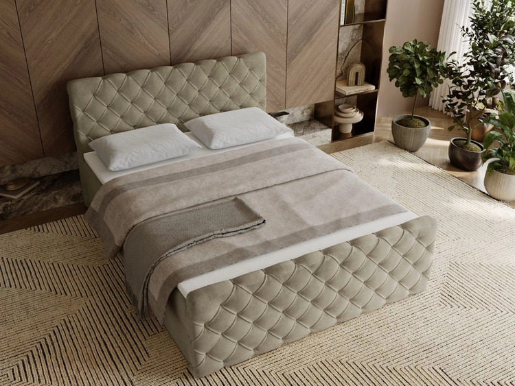 Boxspringbett mit Bettkasten 140x200 Lunaris Hellbraun