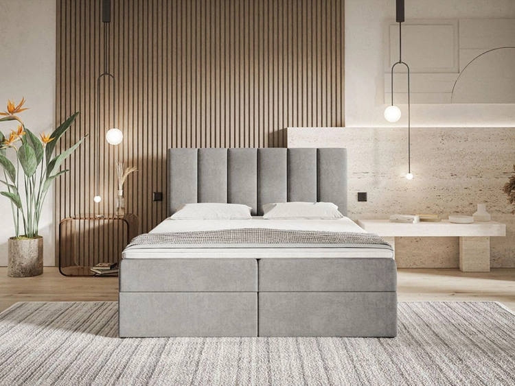 Boxspringbett mit Bettkasten 180x200 Cascada Grau