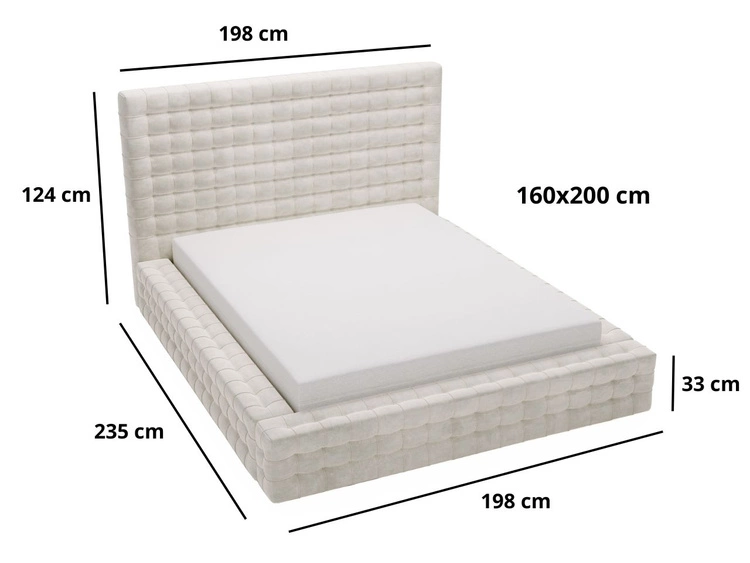 Polsterbett mit Bettkasten und Lattenrost 160x200 Barbados Creme