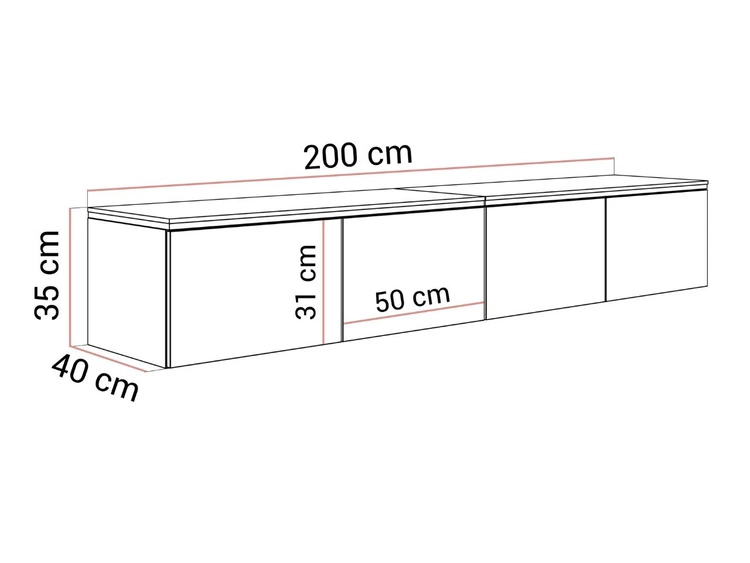 TV-Schrank zum Hängen im Glamour-Stil mit LED-Beleuchtung Celle Kaschmir Matt
