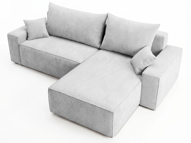 Ecksofa L-Form mit Schlaffunktion und Bettkasten Nivo Grau