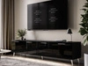 TV-Lowboard mit Türen und LED-Beleuchtung auf Silbernen Metallbeinen 200 cm Noaé Schwarz Hochglanz