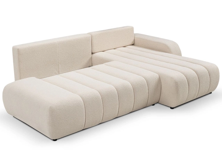Ecksofa mit Schlaffunktion und Bettkasten Rechts Adoro Hellbeige