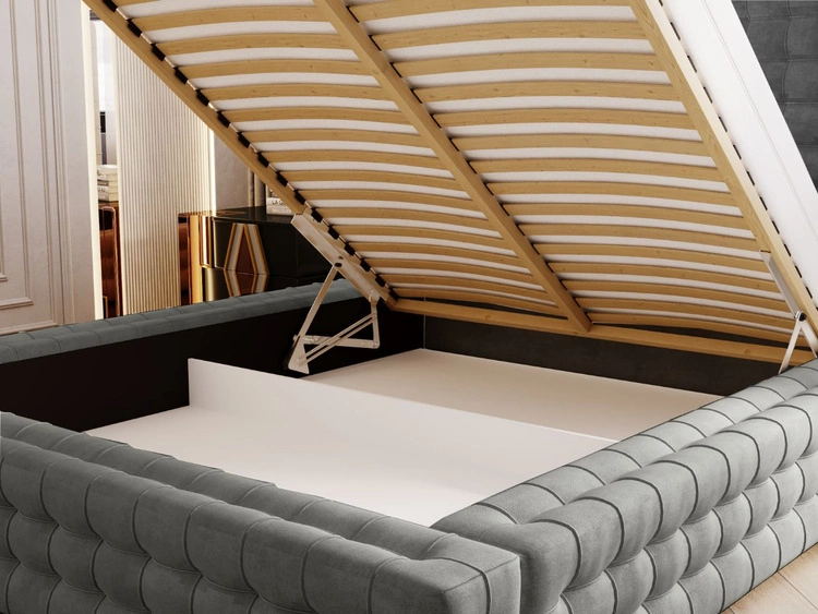 Polsterbett mit Bettkasten und Lattenrost 180x200 Barbados Grau