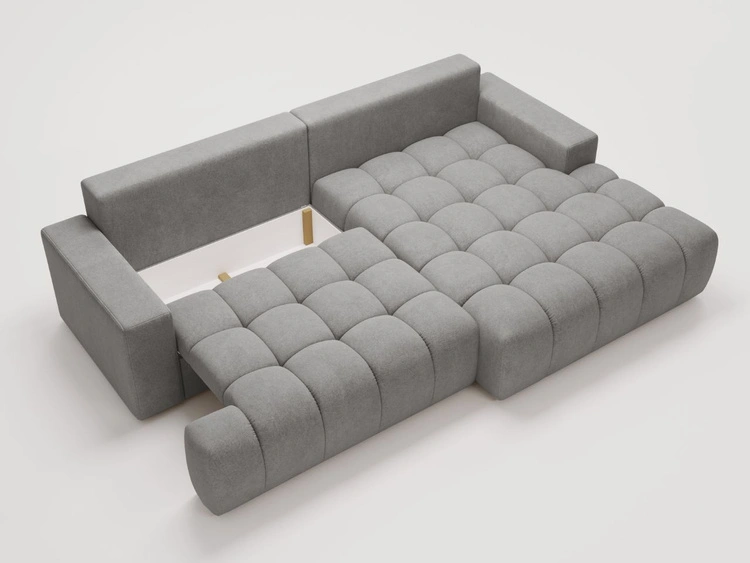 Ecksofa L-Form mit Schlaffunktion und Bettkasten Havi Rechts Grau