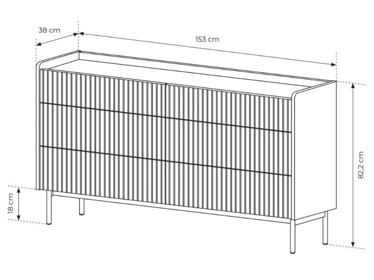 Kommode mit 6 Schubladen Abios Beige, Scandi Eiche