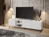 TV-Schrank mit 3D-gefrästen Fronten und schwarzen Metallbeinen Celiane Weiß Glanz