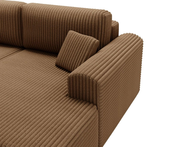 Ecksofa mit Schlaffunktion und Bettkasten Belvio rechts Braun