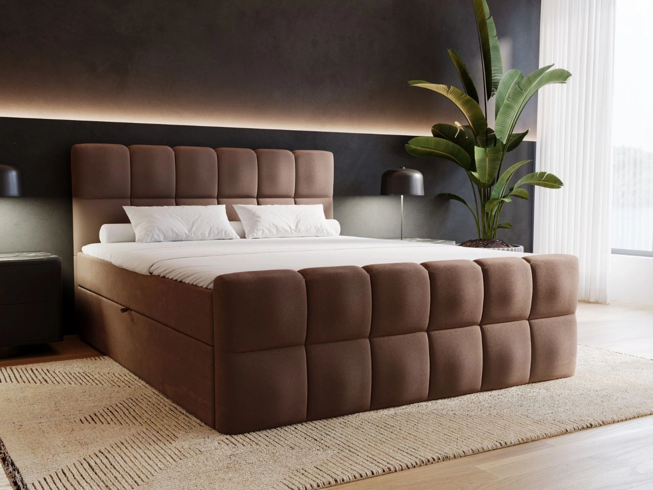 Boxspringbett mit Bettkasten 160x200 Alicante Braun