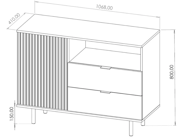 Kommode mit Türe und Schubladen Ankara Kaschmir