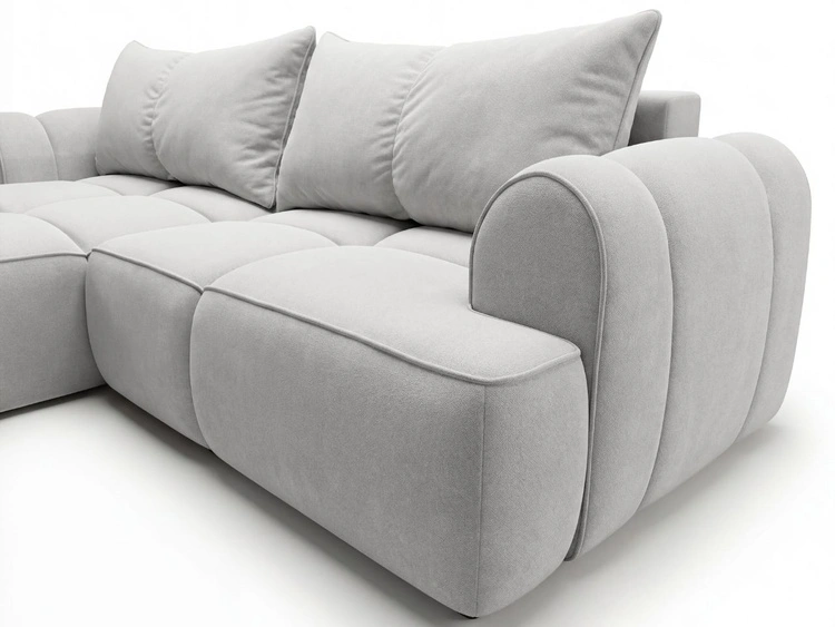 Ecksofa L-Form Links mit Schlaffunktion und Bettkasten Bonno Grau