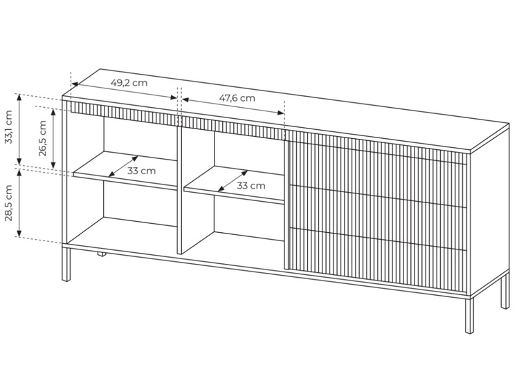 Kommode mit Türen und Schubladen 187 cm Sorano Schwarz