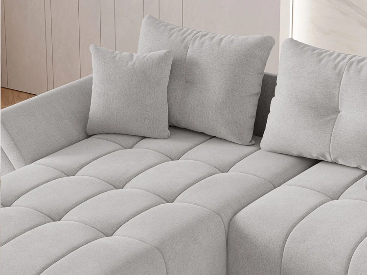 Ecksofa L-Form mit Schlaffunktion und Bettkasten Decor L Grau