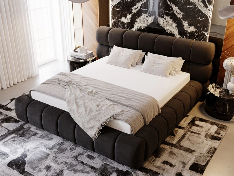 Polsterbett mit Bettkasten und Lattenrost 120x200 Mellow Schwarz