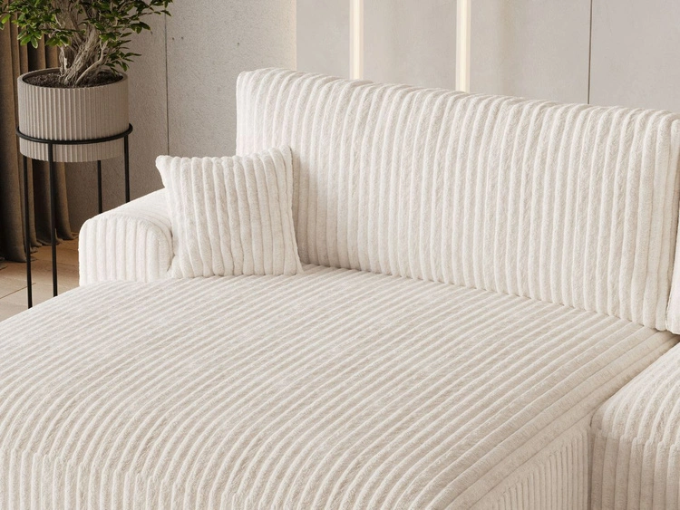 Ecksofa L-Form mit Schlaffunktion und Bettkasten Serene Links Creme