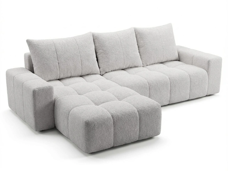 Ecksofa L-Form mit Schlaffunktion und Bettkasten Bresso Grau