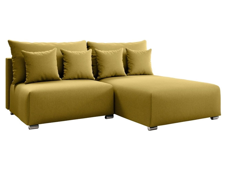 Ecksofa L-Form Rechts mit Schlaffunktion und Bettkasten Ronni Gelb