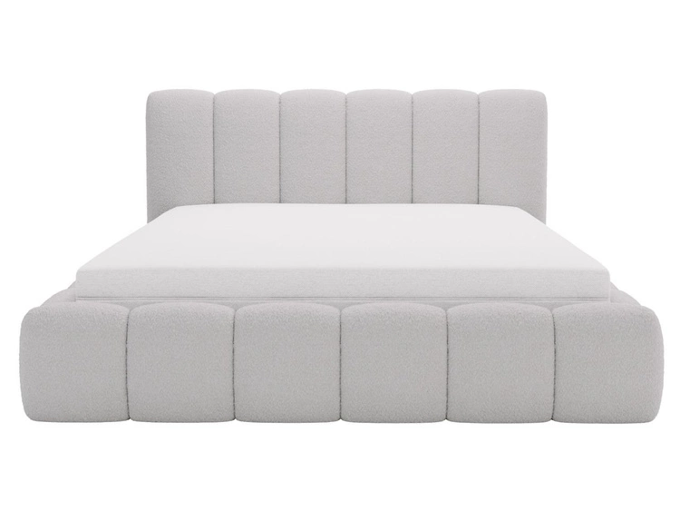 Polsterbett ohne Bettkasten mit Lattenrost 200x200 Cloud aus Bouclé-Stoff Hellgrau