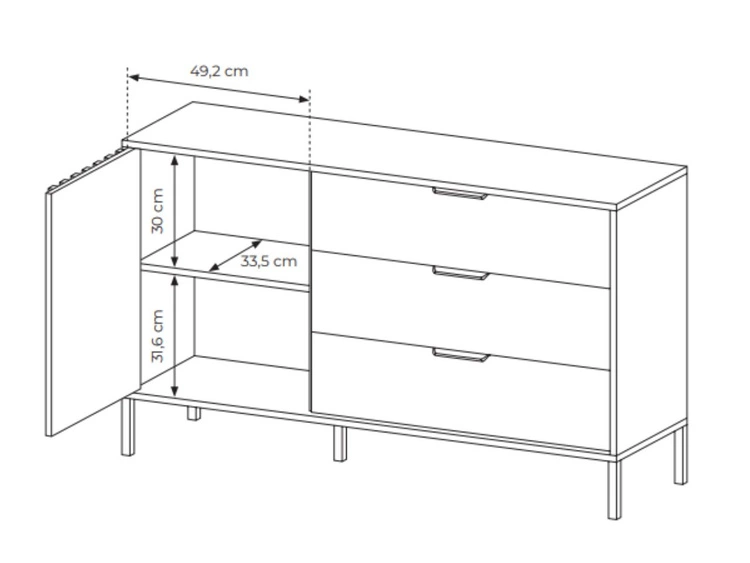 Kommode mit Türe und Schubladen Turia Artisan Eiche, Anthrazit
