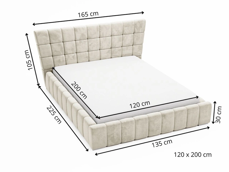 Polsterbett mit Bettkasten und Lattenrost 120x200 Paris Beige