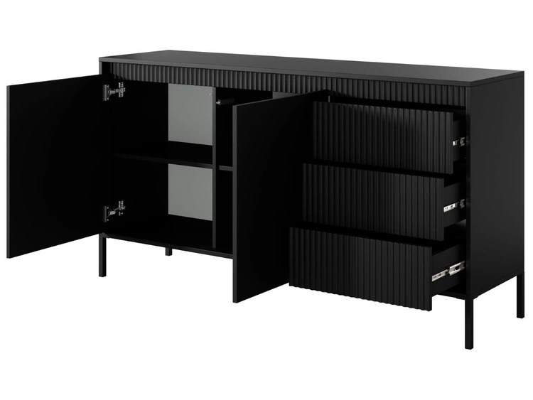 Kommode mit Türen und Schubladen 153 cm Sorano Schwarz