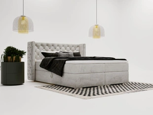 Boxspringbett mit Bettkasten 120x200 Lion Hellgrau