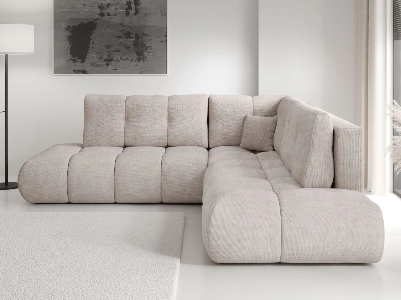 Ecksofa mit Schlaffunktion und Bettkasten Links Kair Beige
