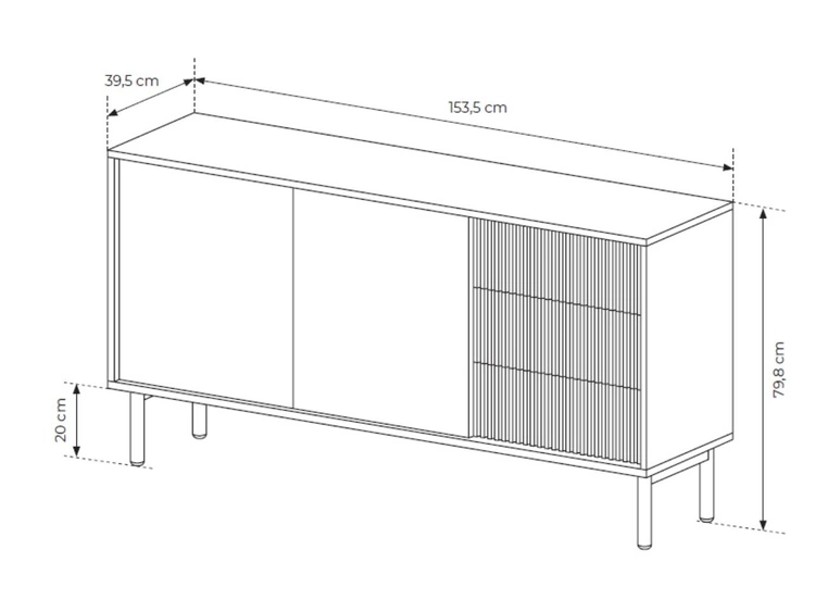 Kommode mit Türen und Schubladen 154 Gradimento Eiche Cremona