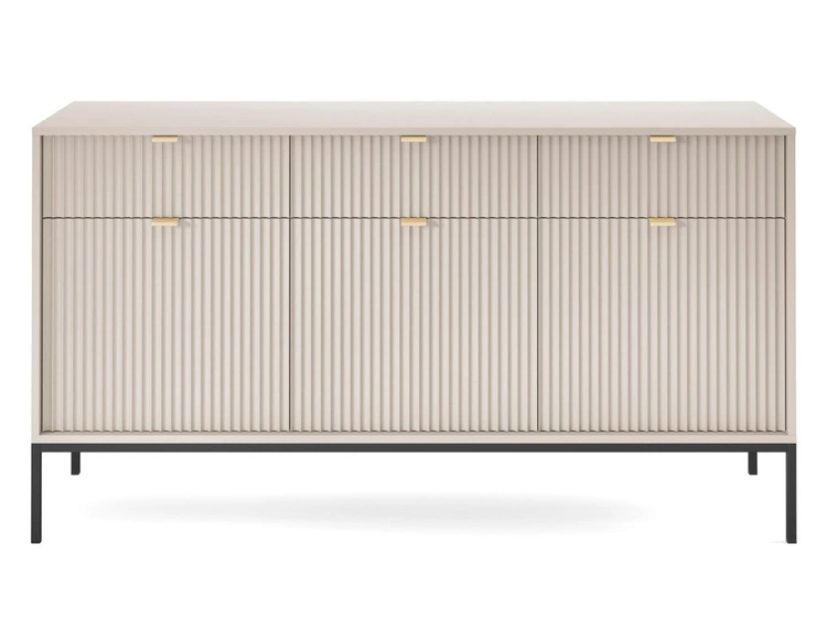 Kommode mit Türen und Schubladen Amber Kaschmir auf schwarzen Beinen