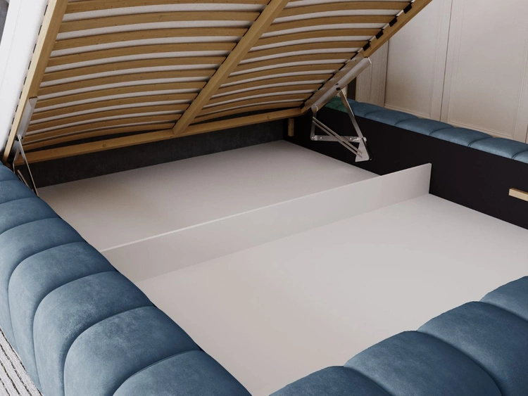 Polsterbett mit Bettkasten und Lattenrost 140x200 Italia Blau