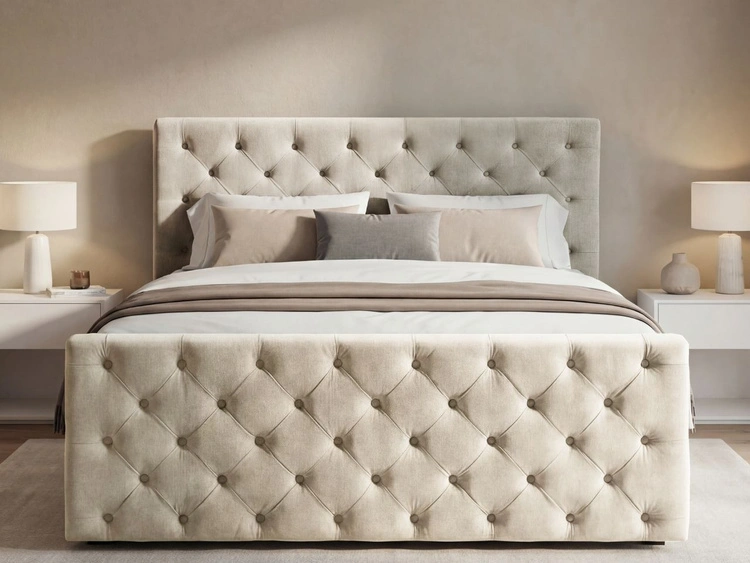 Boxspringbett mit Bettkasten 140x200 Montego Creme