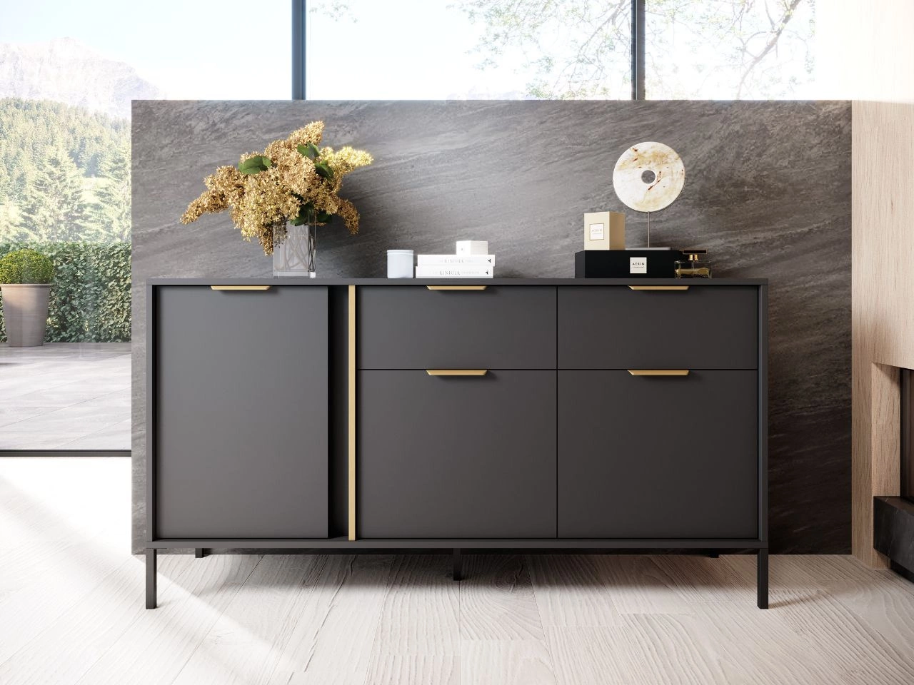 Kommode mit Türen und Schubladen Drino Anthrazit