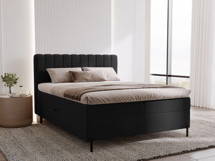 Boxspringbett mit Bettkasten 160x200 Primavera Schwarz