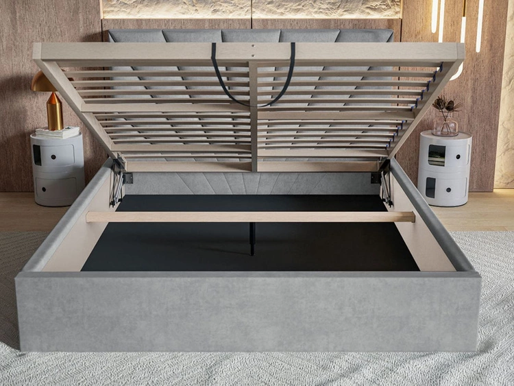 Polsterbett mit Bettkasten und Lattenrost 160x200 Orlo Dunkelgrau