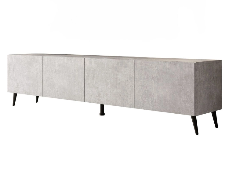 TV-Lowboard mit Türen auf Schwarzen Metallbeinen 200 cm Nodoo Beton
