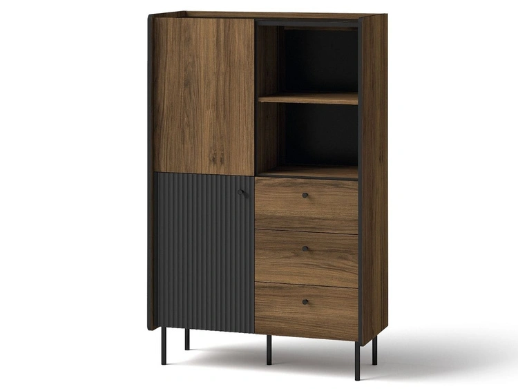 Wohnzimmermöbel-Set Pascale Warmia Nussbaum, Schwarz