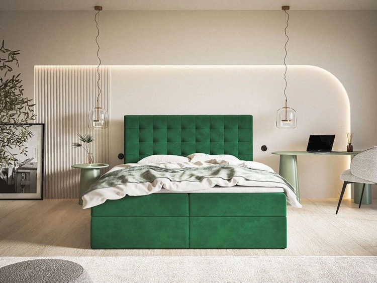 Boxspringbett mit Bettkasten 160x200 Denza Grün