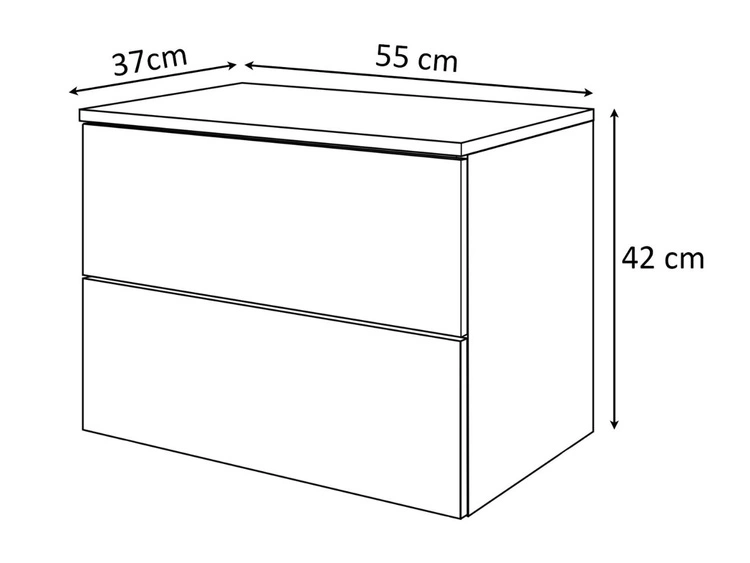 Hängender Nachttisch mit zwei Schubladen Nuveo Weiß Hochglanz