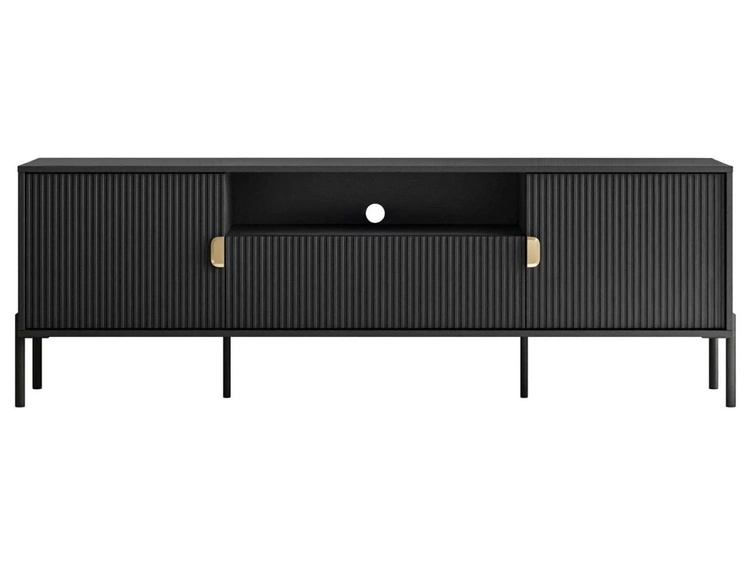 TV-Lowboard breit zweitürig mit Schublade Orlean Schwarz Matt