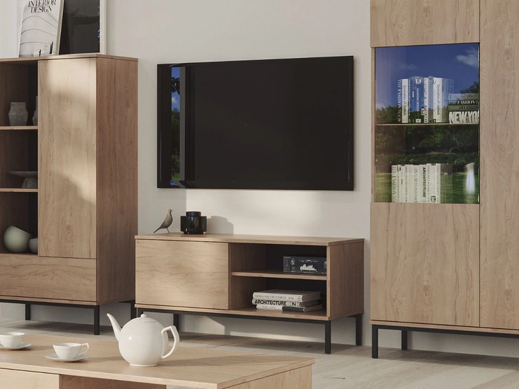 TV-Lowboard mit Türen 100 cm Soroko Hickory